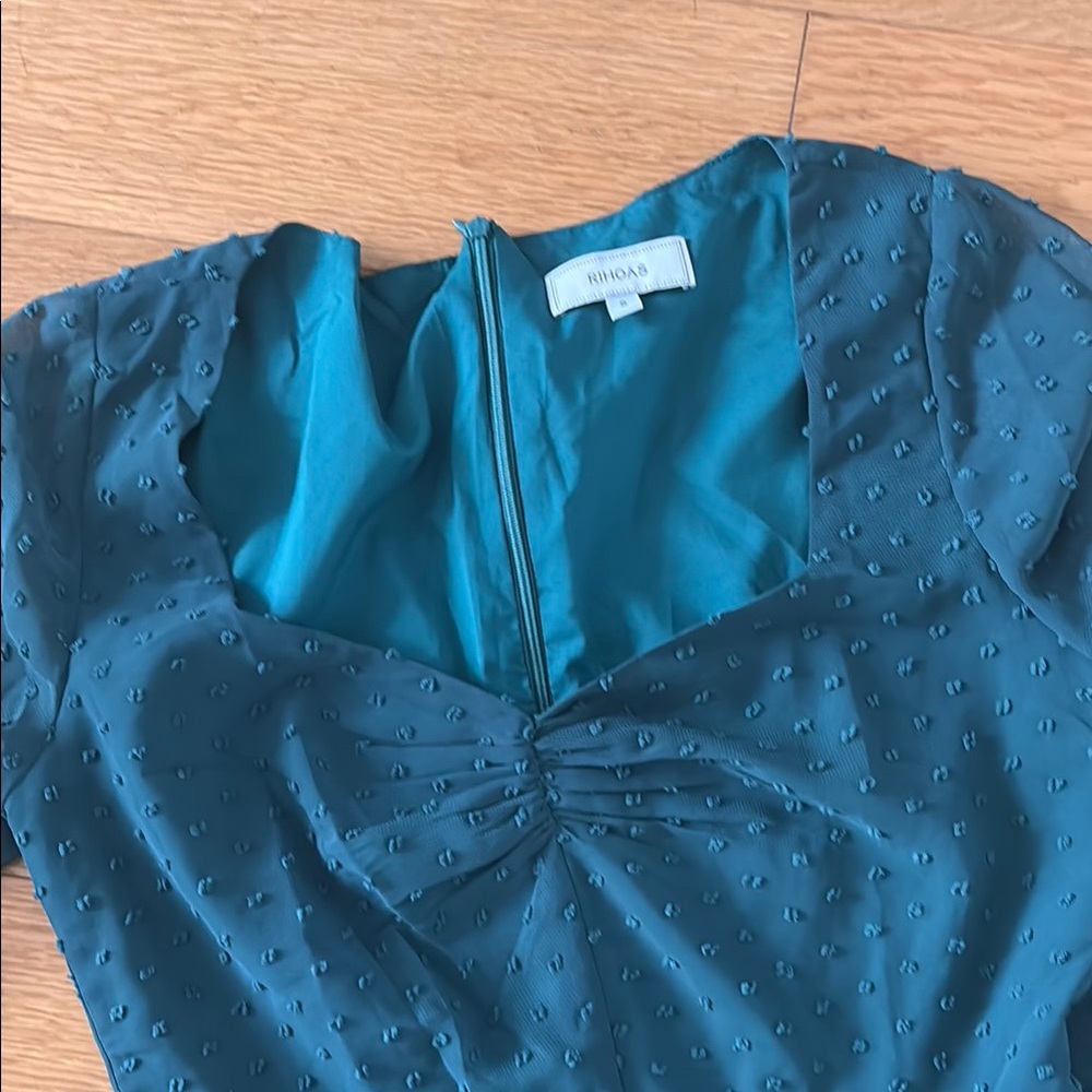 NWOT Rihoas Teal Long-Sleeve midi Dress